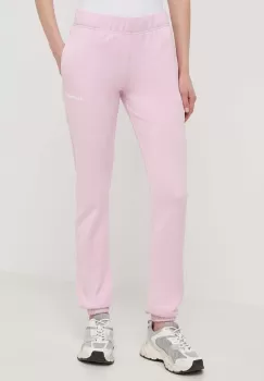 PLEIN SPORT pantaloni de trening din bumbac culoarea roz, neted imagine