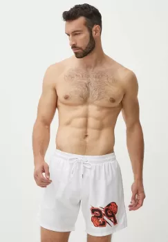 PLEIN SPORT pantaloni scurti de baie culoarea alb imagine