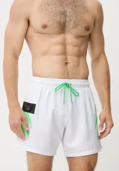 PLEIN SPORT pantaloni scurti de baie culoarea alb, PS25MBM04 imagine