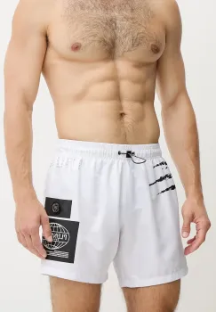 PLEIN SPORT pantaloni scurti de baie culoarea alb, PS25MBM05 imagine