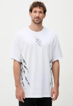 PLEIN SPORT tricou din bumbac culoarea alb, cu imprimeu, FAEC MTK8358 STE001N imagine