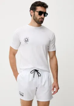 PLEIN SPORT tricou din bumbac culoarea alb, cu imprimeu, PS25MTS09 imagine