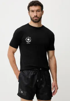 PLEIN SPORT tricou din bumbac culoarea negru, cu imprimeu, PS25MTS09 imagine