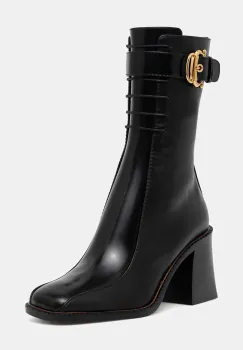 Pollini cizme de piele culoarea negru, cu toc drept, PA24058M0NPC100A imagine