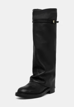 Pollini ghete de piele culoarea negru, cu toc plat, SA26103G0NTE0000 imagine