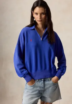 Polo Ralph Lauren hanorac cu fermoar de dama din bumbac imagine