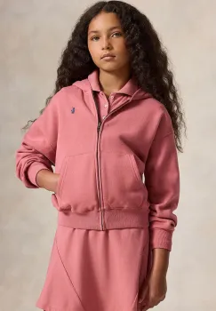 Polo Ralph Lauren hanorac cu fermoar si gluga pentru copii cu bumbac imagine