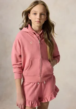 Polo Ralph Lauren hanorac cu fermoar si gluga pentru copii din bumbac imagine