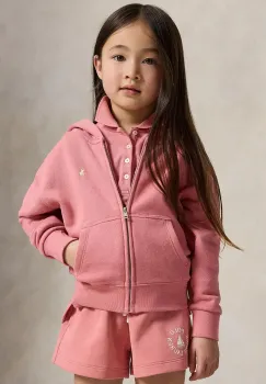 polo Ralph Lauren hanorac cu fermoar si gluga pentru copii, din bumbac imagine