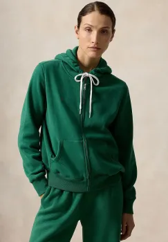 Polo Ralph Lauren hanorac cu fermoar si gluga pentru femei cu bumbac imagine
