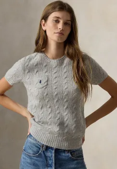 Polo Ralph Lauren pulover cu maneca scurta pentru femei din lana imagine