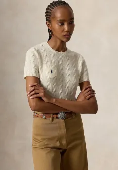 Polo Ralph Lauren pulover cu maneca scurta pentru femei din lana imagine