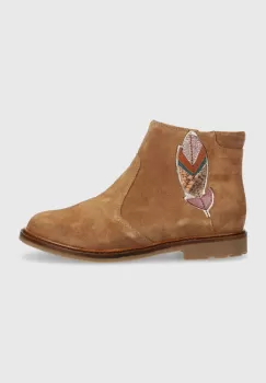 Pom D'api cizme din piele intoarsa pentru copii SISTER FEATHER culoarea maro imagine