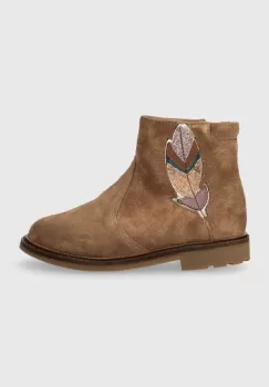 Pom D'api cizme din piele intoarsa pentru copii SISTER FEATHER culoarea maro imagine