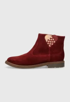 Pom D'api cizme din piele intoarsa pentru copii SISTER LOVE culoarea bordo imagine
