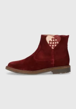 Pom D'api cizme din piele intoarsa pentru copii SISTER LOVE culoarea bordo imagine