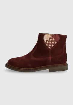 Pom D'api cizme din piele intoarsa pentru copii SISTER LOVE culoarea bordo imagine