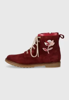 Pom D'api cizme din piele intoarsa pentru copii TRIP HI FLO culoarea bordo imagine