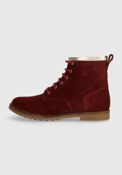 Pom D'api cizme din piele intoarsa pentru copii TRIP HI LACE culoarea bordo imagine
