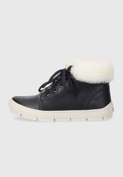 Pom D'api ghete de iarna pentru copii din piele START TOP FUR culoarea albastru marin imagine