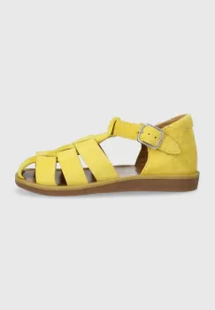 Pom D'api sandale din piele intoarsa pentru copii culoarea galben imagine