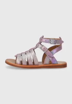 Pom D'api sandale din piele intoarsa pentru copii culoarea violet imagine