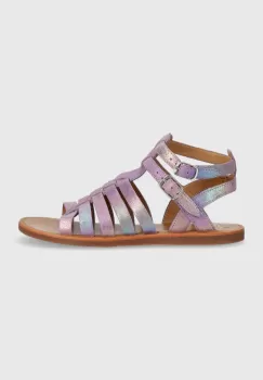 Pom D'api sandale din piele intoarsa pentru copii culoarea violet imagine