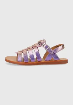 Pom D'api sandale din piele pentru copii culoarea violet imagine