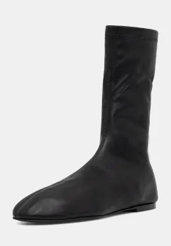 Proenza Schouler cizme de piele Tee culoarea negru, cu toc plat, SH253061 imagine