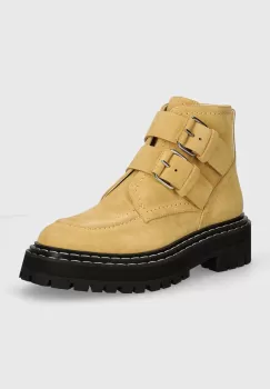 Proenza Schouler cizme din piele intoarsa Lug Sole femei, culoarea bej, cu platforma, PS43100A imagine