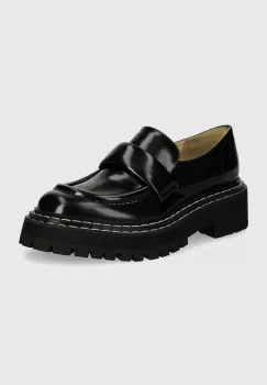 Proenza Schouler mocasini de piele Lug Sole femei, culoarea negru, cu toc plat, PS43101A imagine