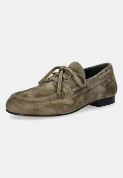 Proenza Schouler mocasini din piele intoarsa Deck culoarea verde, cu toc plat, SH253057 imagine