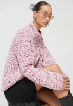 Protest bluza femei, culoarea roz, cu gluga, neted imagine