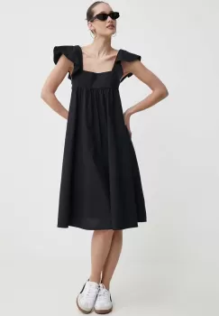 Protest rochie din bumbac Prtarabba culoarea negru, mini, evazati, 2611943 imagine