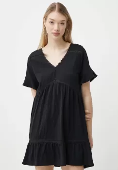 Protest rochie din bumbac Prtthirza culoarea negru, mini, evazati, 1612843 imagine