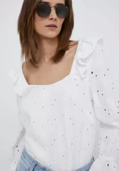 PS Paul Smith bluza din bumbac femei, culoarea alb, neted imagine
