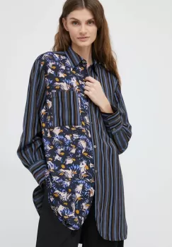 PS Paul Smith camasa femei, culoarea albastru marin, cu guler clasic, relaxed imagine