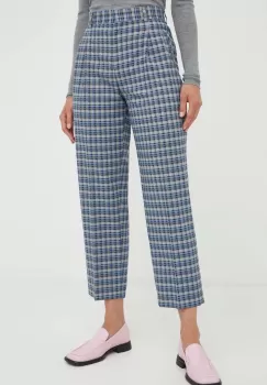 PS Paul Smith pantaloni de lana culoarea gri, fason tigareta, high waist imagine