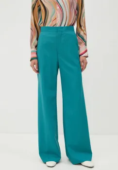 PS Paul Smith pantaloni de lana culoarea turcoaz, drept, high waist, W2R.206T.N31053 imagine
