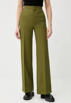 PS Paul Smith pantaloni de lana culoarea verde, lat, high waist, W2R-206T-T31053 imagine