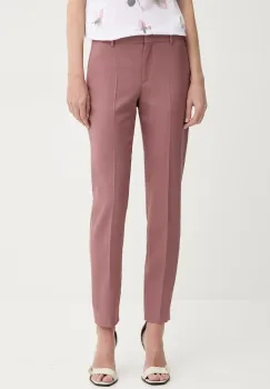 PS Paul Smith pantaloni de lana femei, culoarea roz, drept, medium waist, W2R.N264.P31053 imagine