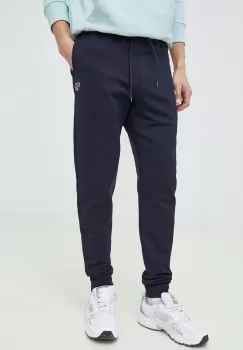 PS Paul Smith pantaloni de trening din bumbac culoarea albastru marin, neted imagine