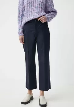 PS Paul Smith pantaloni femei, culoarea albastru marin, drept, high waist, W2R.319T.M30368 imagine