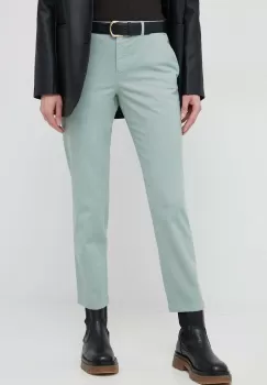 PS Paul Smith pantaloni femei, culoarea verde, mulata, high waist imagine