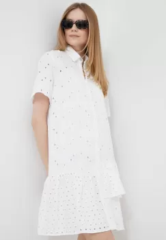 PS Paul Smith rochie din bumbac culoarea alb, mini, drept imagine