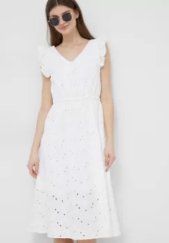 PS Paul Smith rochie din bumbac culoarea alb, mini, evazati imagine