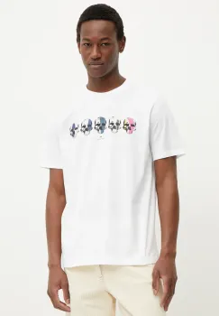 PS Paul Smith tricou din bumbac barbati, culoarea alb, cu imprimeu, M2R.011R.PP5129 imagine