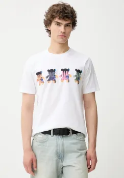 PS Paul Smith tricou din bumbac barbati, culoarea alb, cu imprimeu, M2R.011R.PP5131 imagine