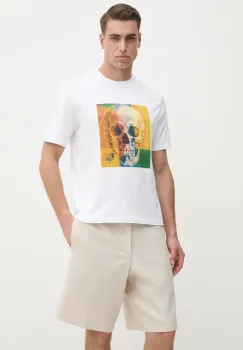 PS Paul Smith tricou din bumbac barbati, culoarea alb, cu imprimeu, M2R.220X.PP4703 imagine