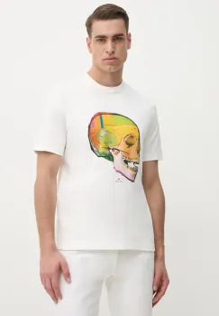 PS Paul Smith tricou din bumbac barbati, culoarea alb, cu imprimeu, M2R.220X.PP5119 imagine